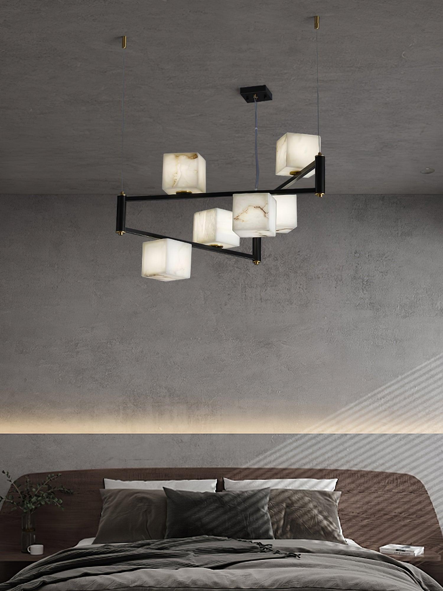 Alabaster Square Box Chandelier by Bling Lighting Studio