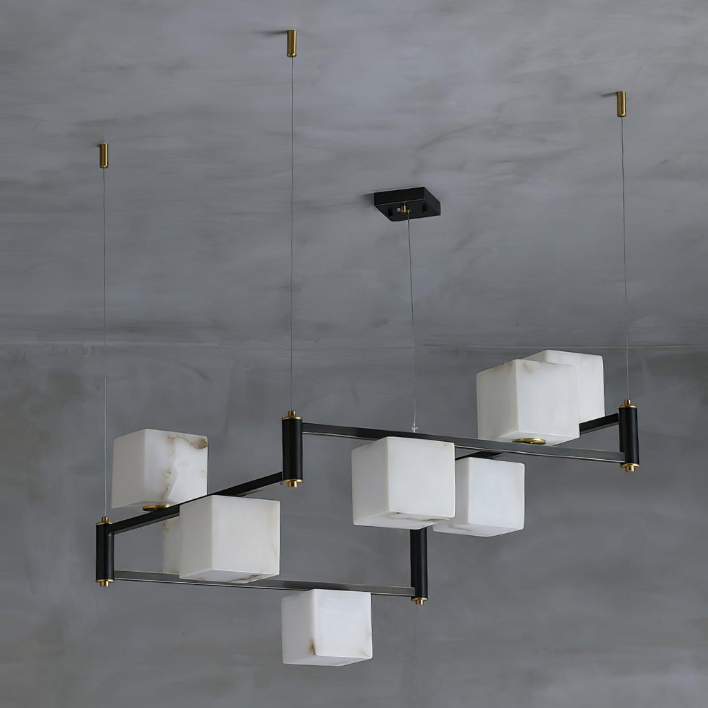 Alabaster Square Box Chandelier by Bling Lighting Studio