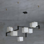 Alabaster Square Box Chandelier by Bling Lighting Studio