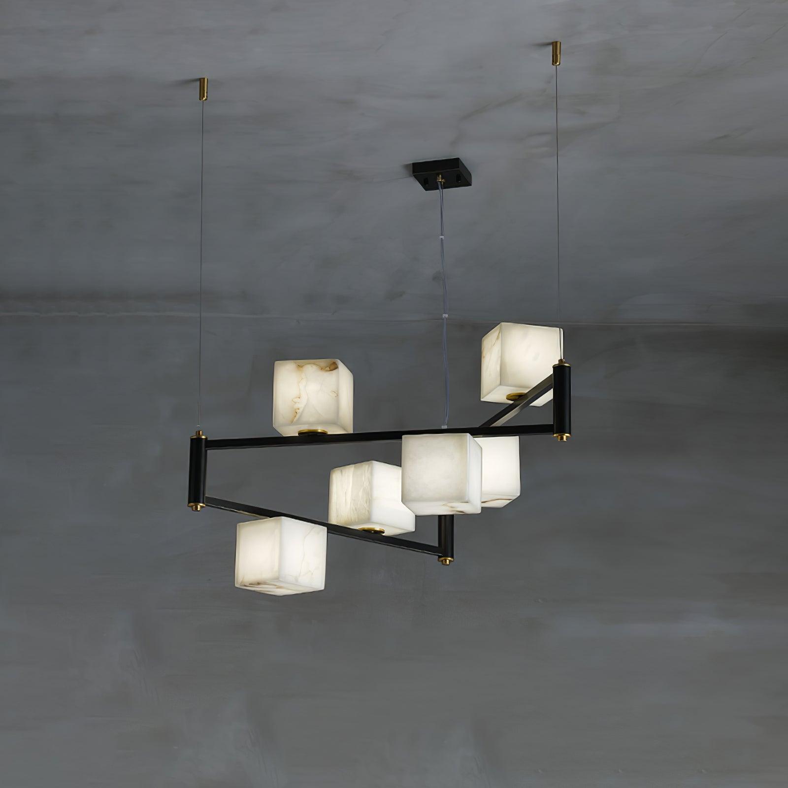 Alabaster Square Box Chandelier by Bling Lighting Studio