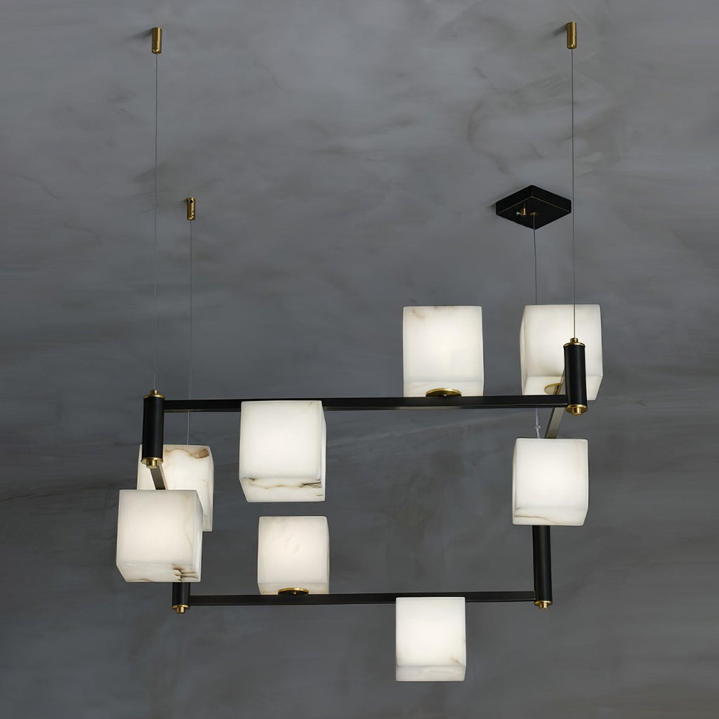 Alabaster Square Box Chandelier by Bling Lighting Studio