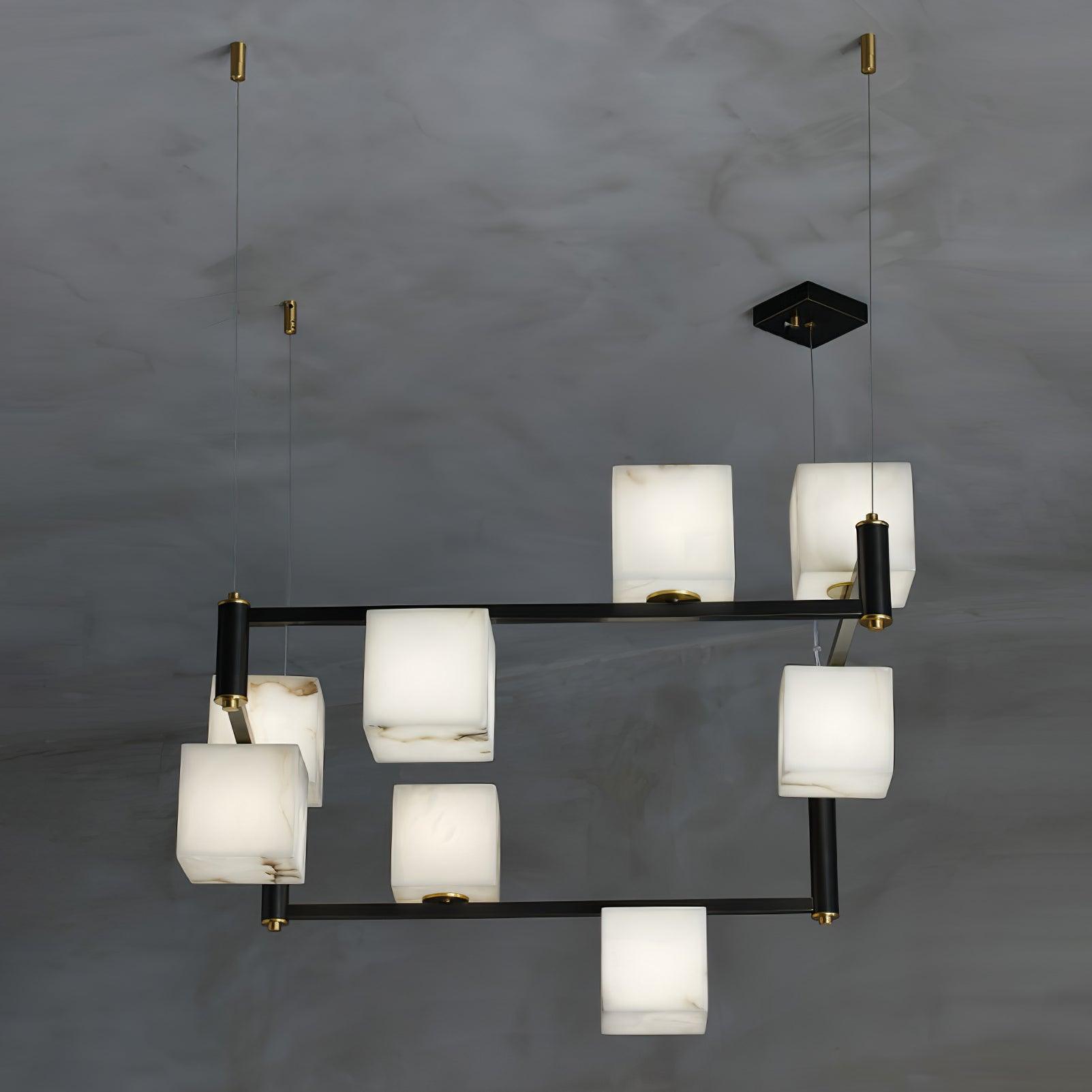 Alabaster Square Box Chandelier by Bling Lighting Studio
