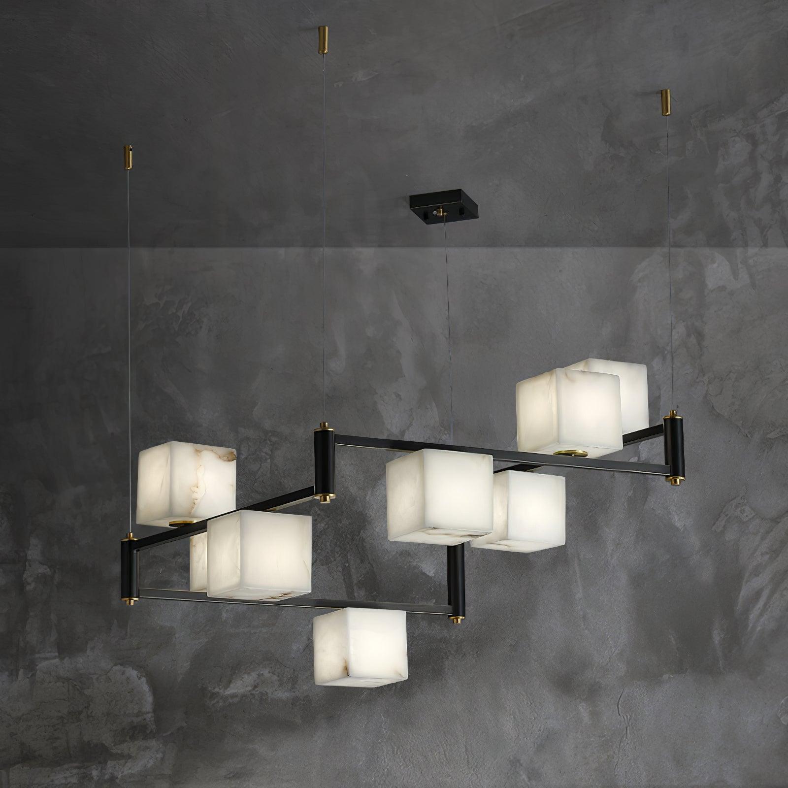 Alabaster Square Box Chandelier by Bling Lighting Studio