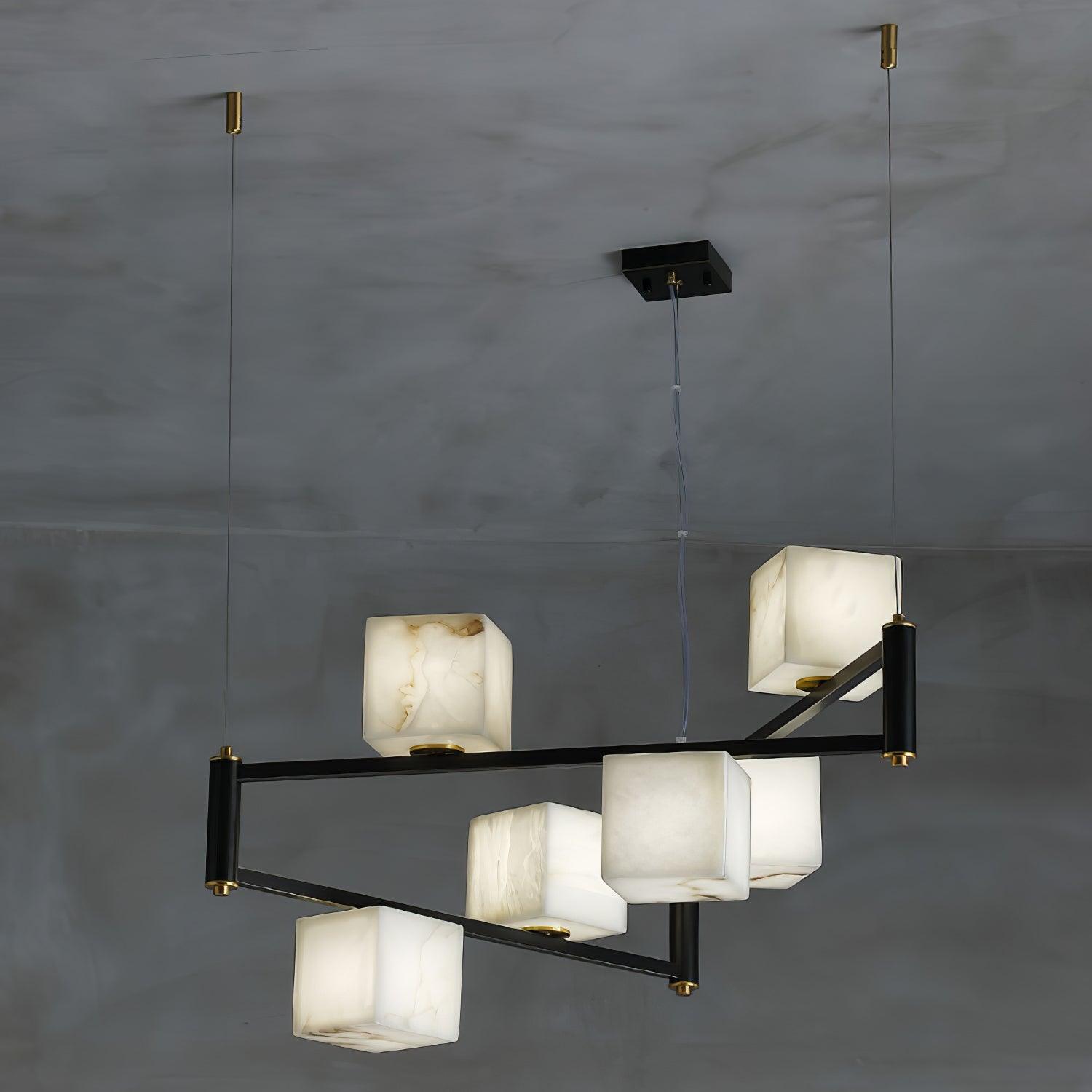 Alabaster Square Box Chandelier by Bling Lighting Studio
