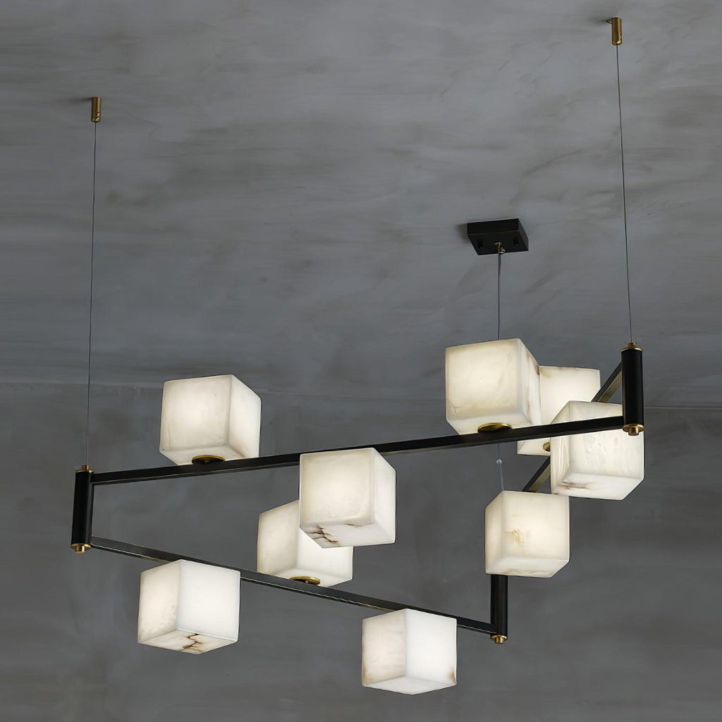 Alabaster Square Box Chandelier by Bling Lighting Studio