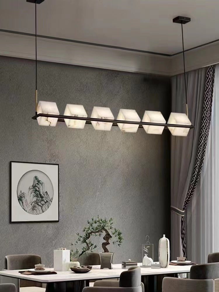 Alabaster Square Box Chandelier by Bling Lighting Studio