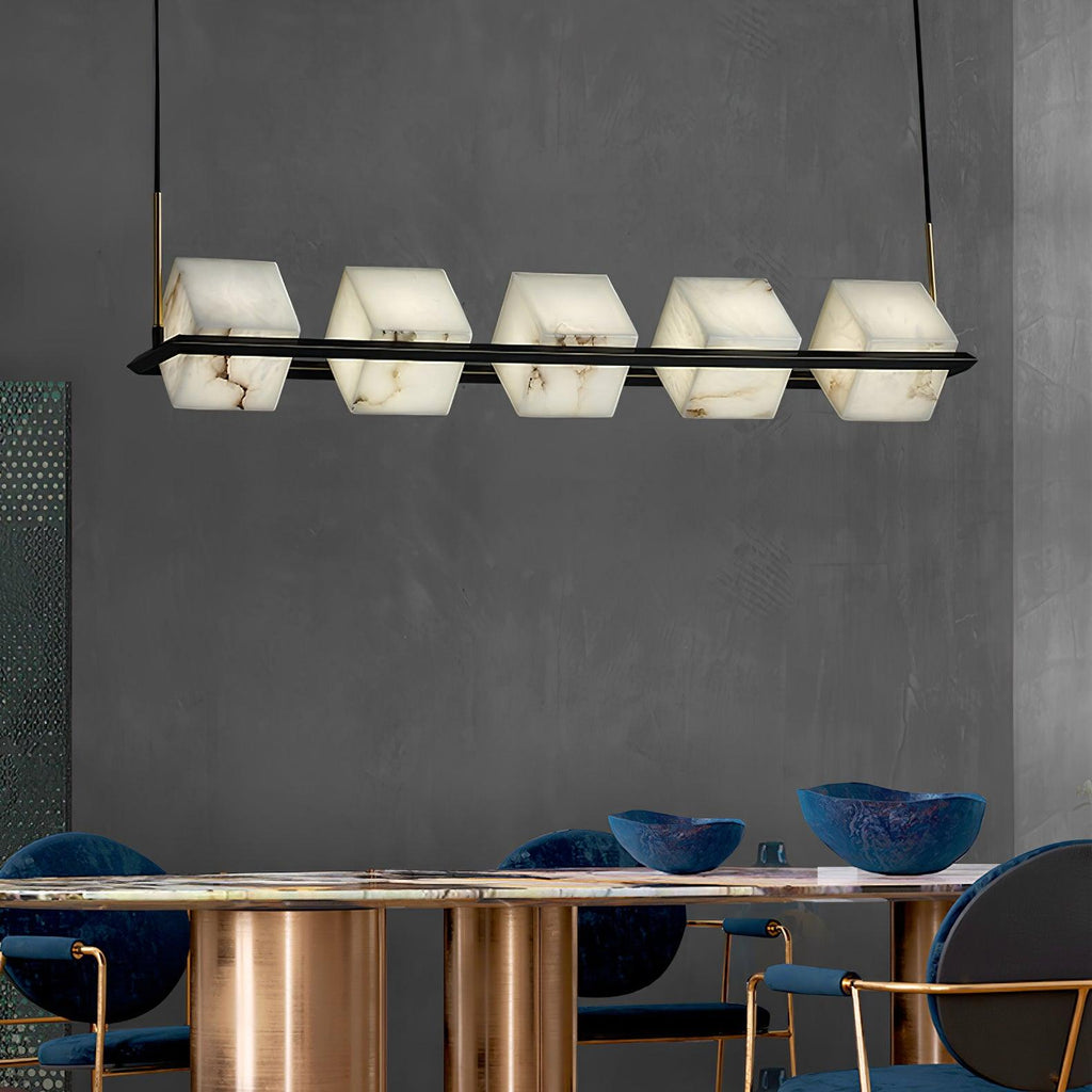 Alabaster Square Box Chandelier by Bling Lighting Studio