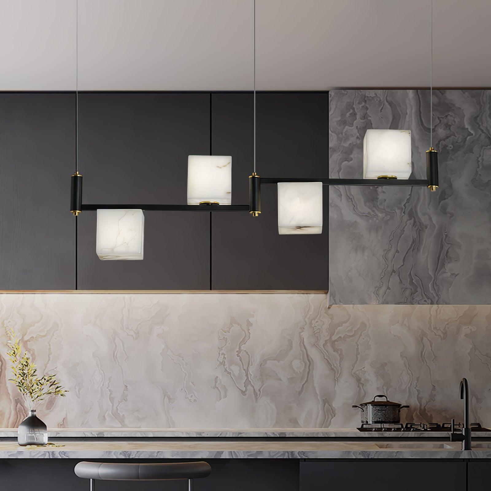 Alabaster Square Box Chandelier by Bling Lighting Studio
