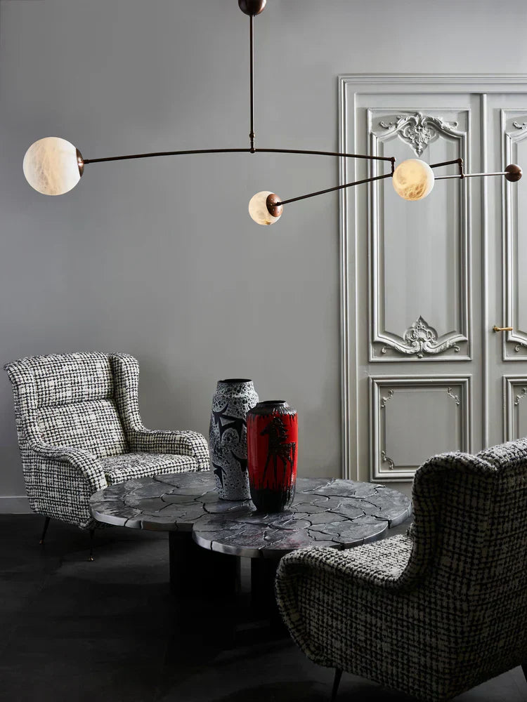 Alabaster Triple Mobile Chandelier by Bling Lighting Studio