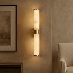 Altura 27" Alabaster & Copper Wall Sconce by Bling Lighting Studio