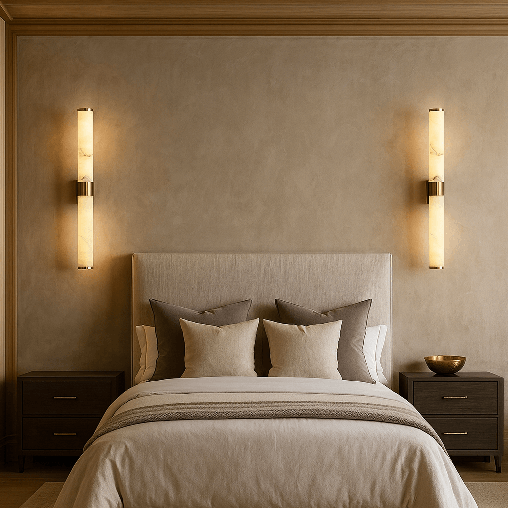 Altura 27" Alabaster & Copper Wall Sconce detail view