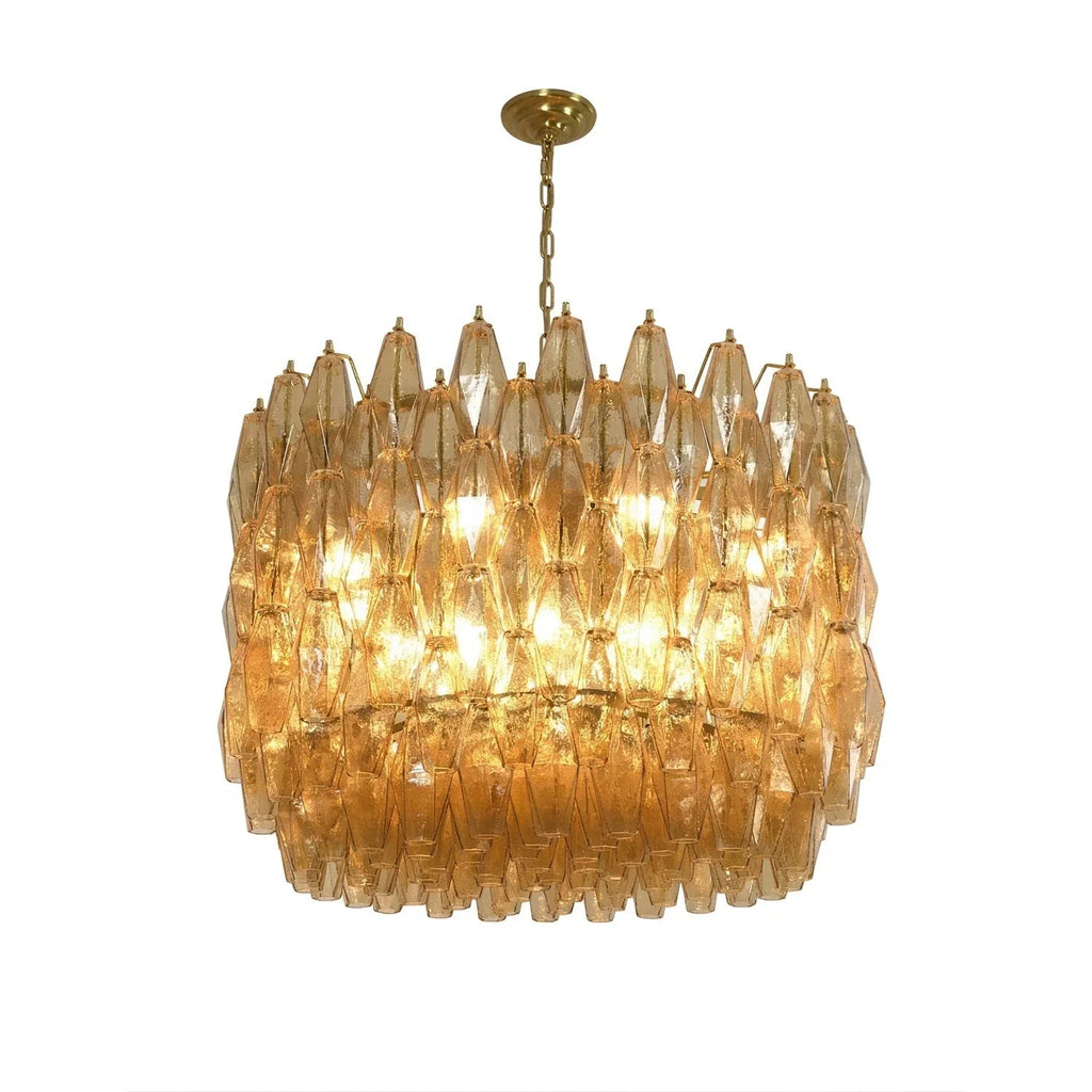 Amber Glass Prism Murano Style Chandelier by Bling Lighting Studio