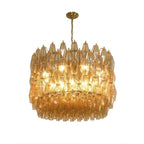 Amber Glass Prism Murano Style Chandelier by Bling Lighting Studio
