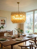 Amber Glass Prism Murano Style Chandelier additional product view