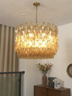 Amber Glass Prism Murano Style Chandelier product image