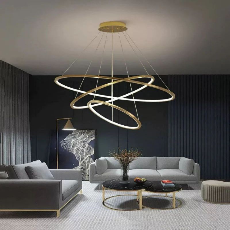 Amina Quartz Golden Rings Chandelier by Bling Lighting Studio