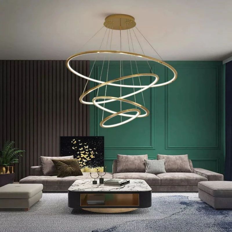 Amina Quartz Golden Rings Chandelier by Bling Lighting Studio