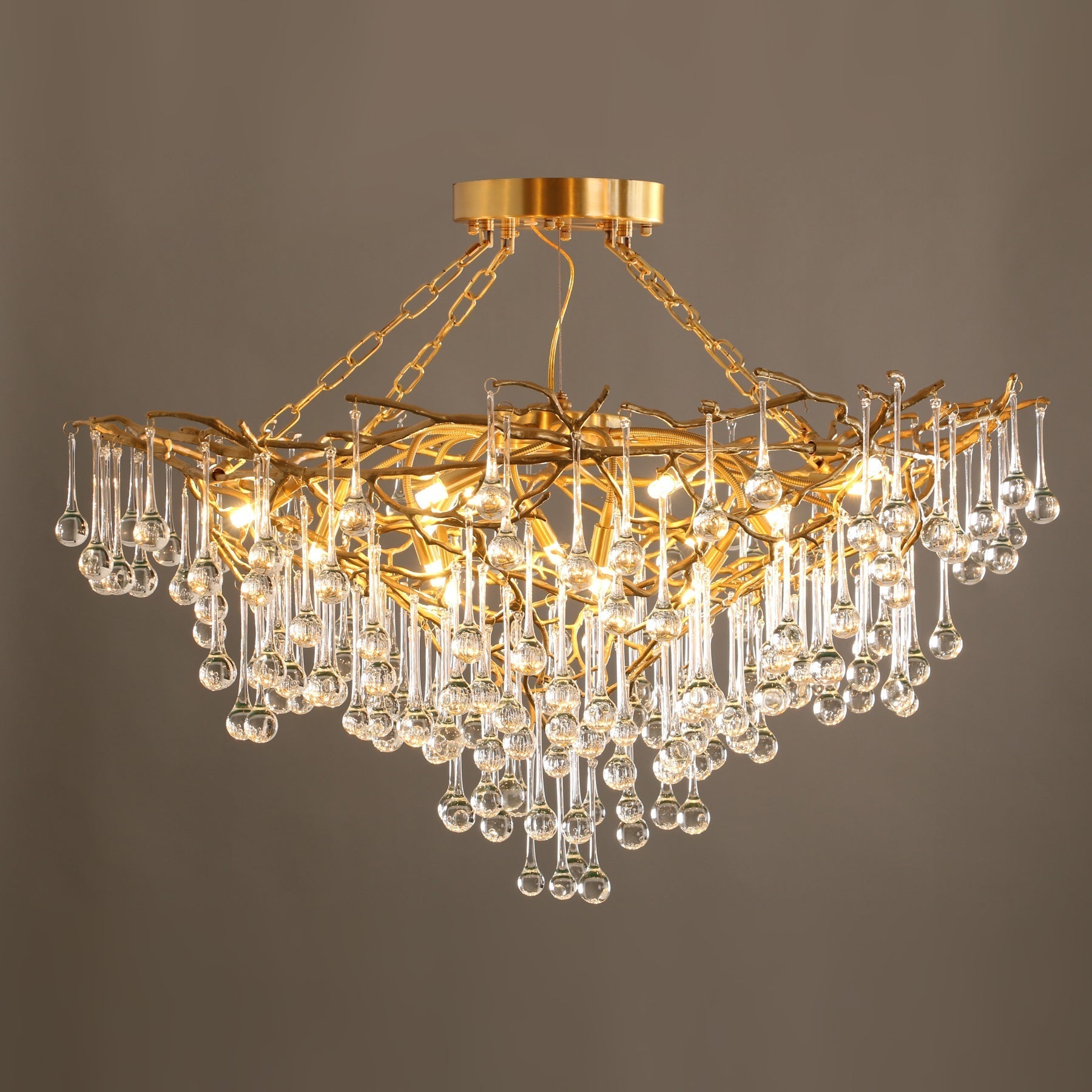Anita Brass Branch Leaf Chandelier by Bling Lighting Studio