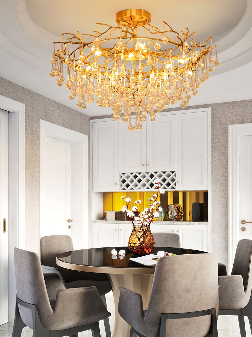 Anita Brass Branch Leaf Chandelier by Bling Lighting Studio