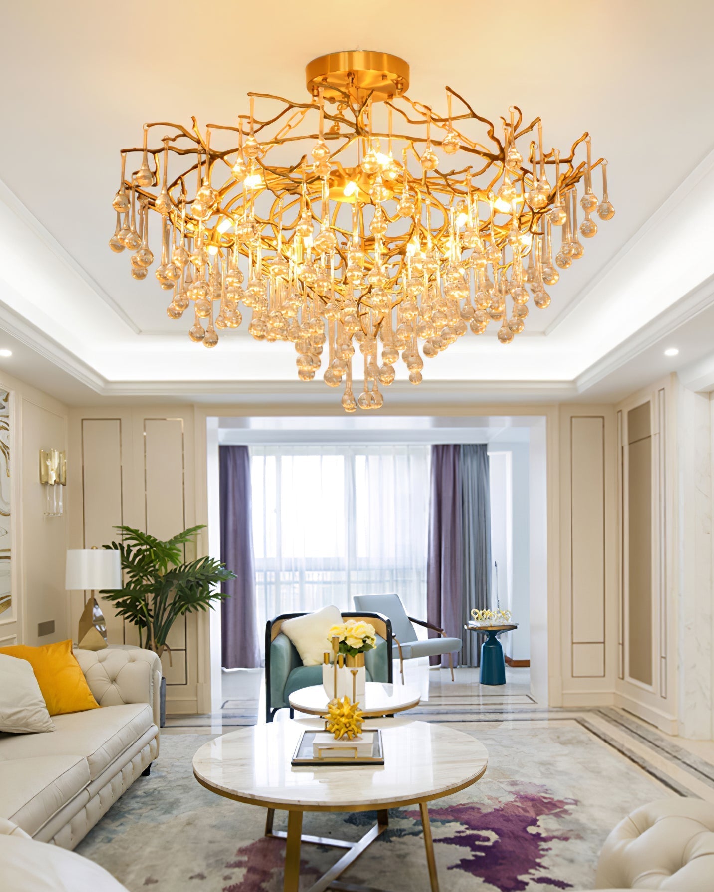 Anita Brass Branch Leaf Chandelier by Bling Lighting Studio