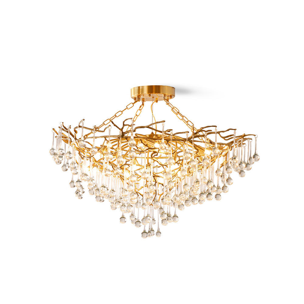 Anita Brass Branch Leaf Chandelier by Bling Lighting Studio