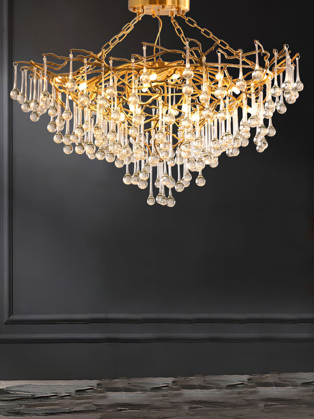 Anita Brass Branch Leaf Chandelier by Bling Lighting Studio