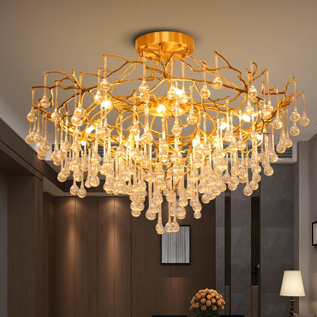 Anita Brass Branch Leaf Chandelier by Bling Lighting Studio