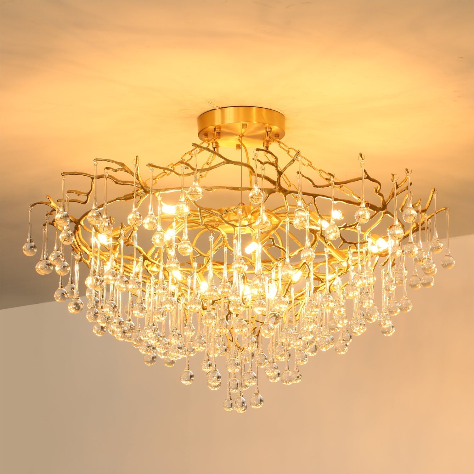 Anita Brass Branch Leaf Chandelier by Bling Lighting Studio