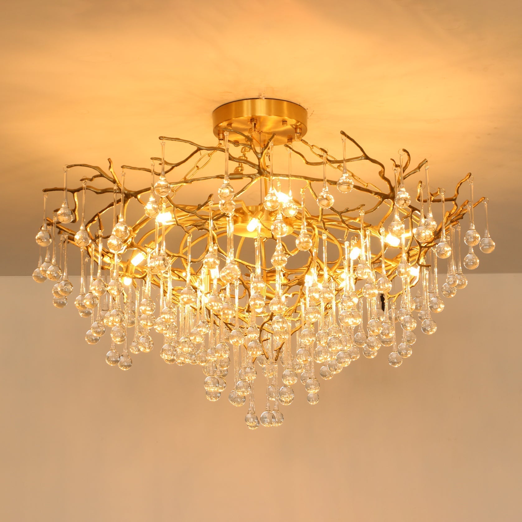 Anita Brass Branch Leaf Chandelier by Bling Lighting Studio