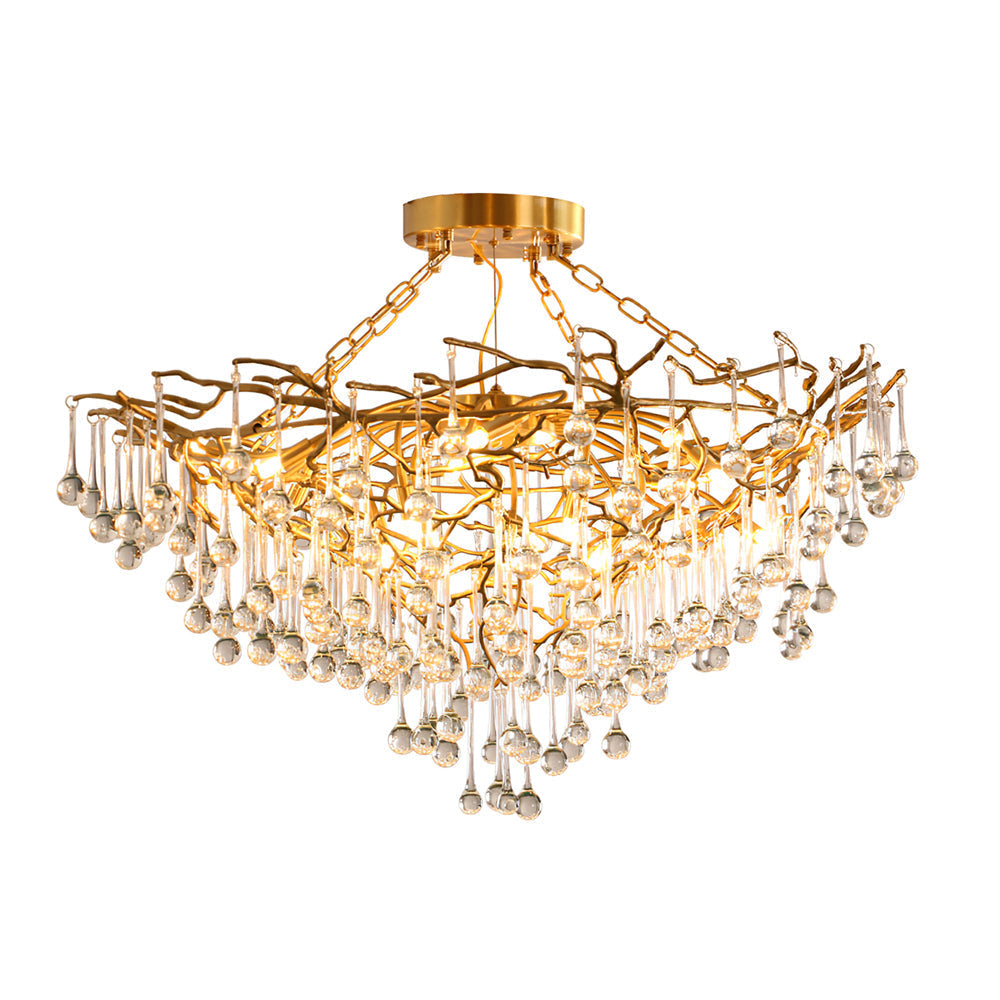 Anita Brass Branch Leaf Chandelier by Bling Lighting Studio