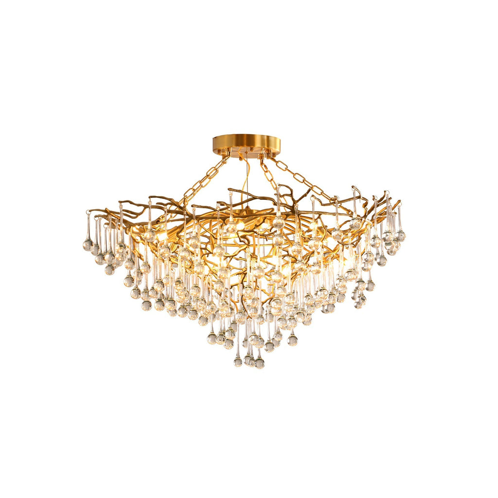 Anita Brass Branch Leaf Chandelier by Bling Lighting Studio