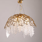 Aqua Dome Branch Brass Chandelier by Bling Lighting Studio