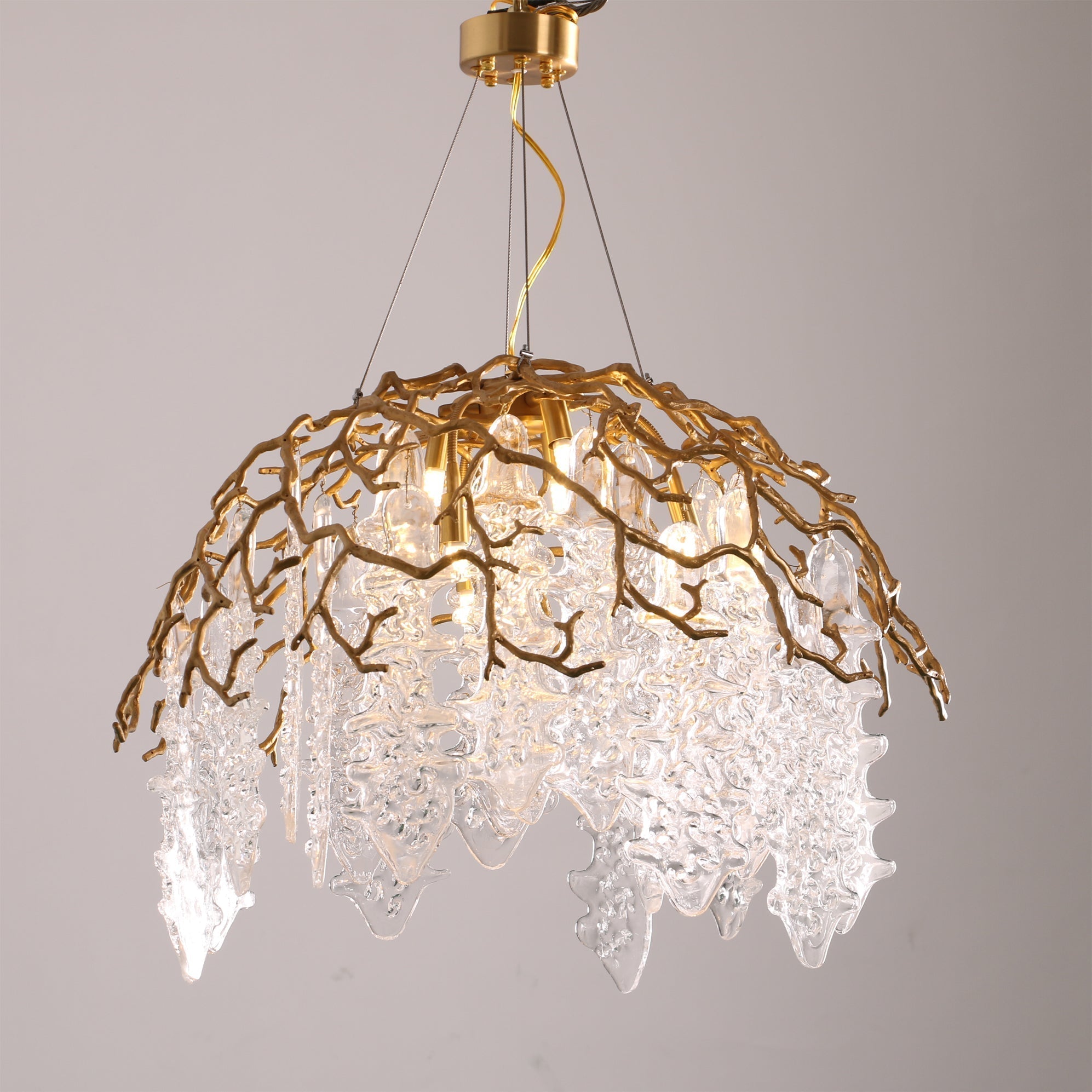 Aqua Dome Branch Brass Chandelier by Bling Lighting Studio