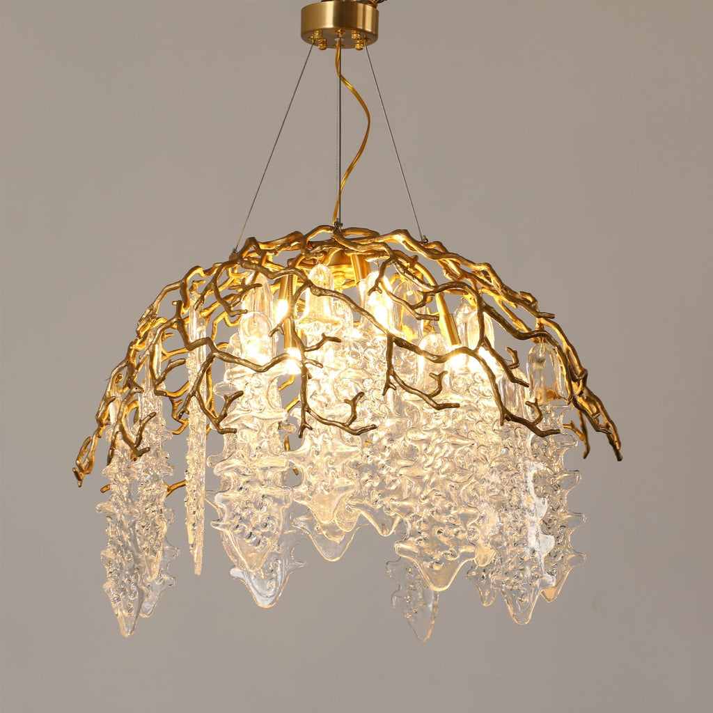 Aqua Dome Branch Brass Chandelier by Bling Lighting Studio