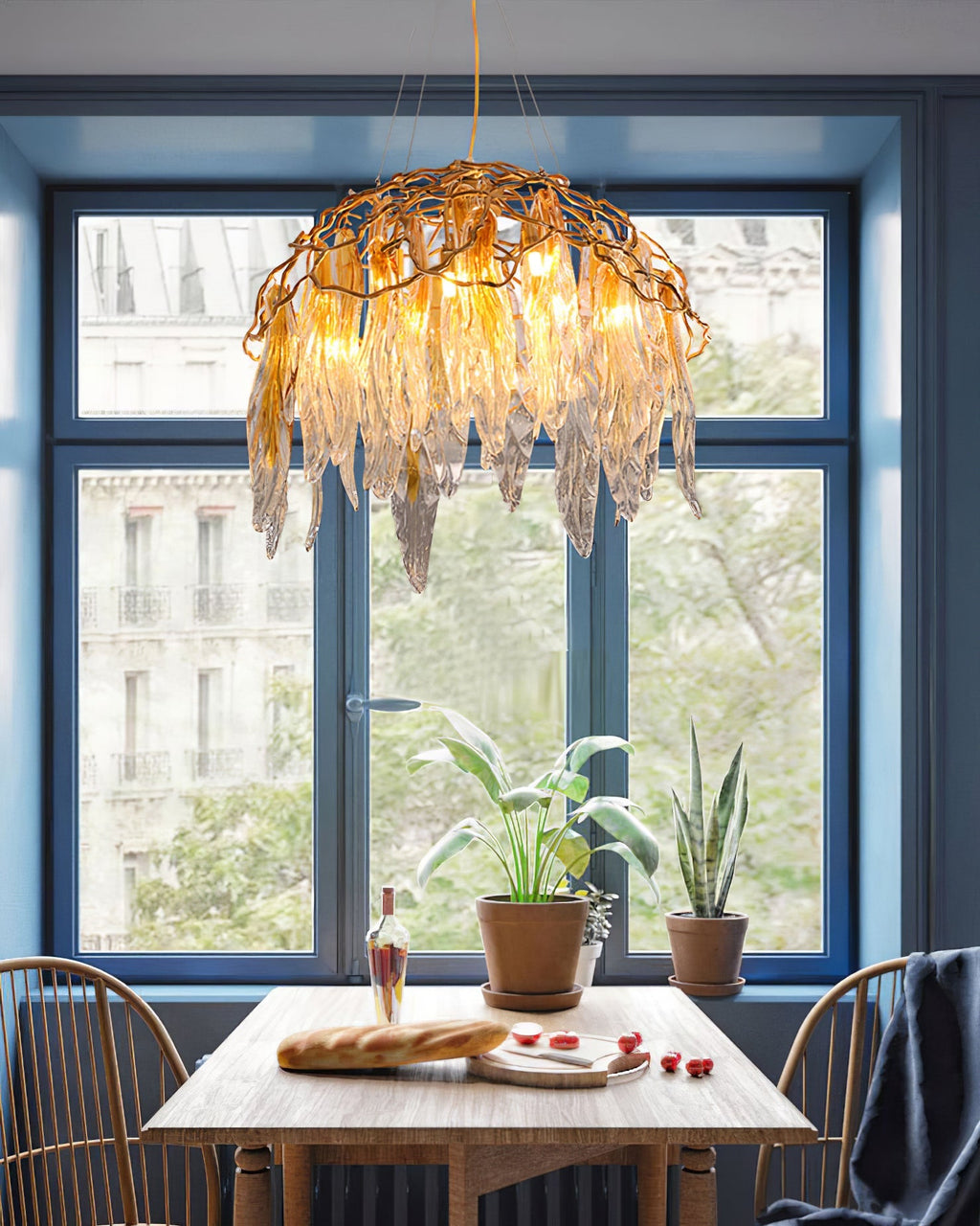 Aqua Dome Branch Brass Chandelier by Bling Lighting Studio