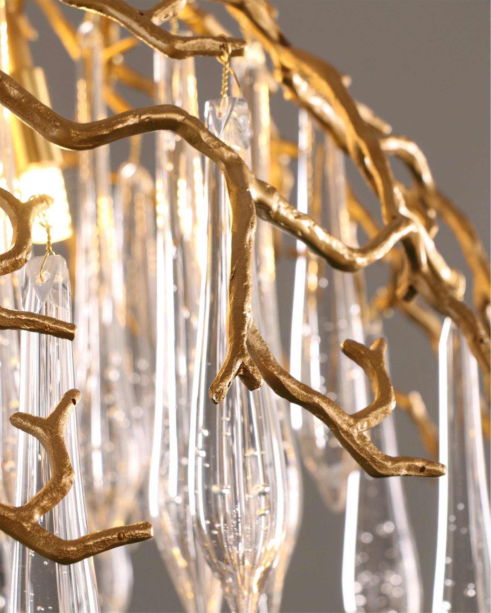 Aqua Dome Branch Brass Chandelier by Bling Lighting Studio