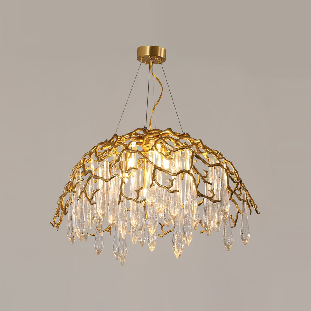 Aqua Dome Branch Brass Chandelier by Bling Lighting Studio