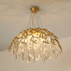 Aqua Dome Branch Brass Chandelier by Bling Lighting Studio