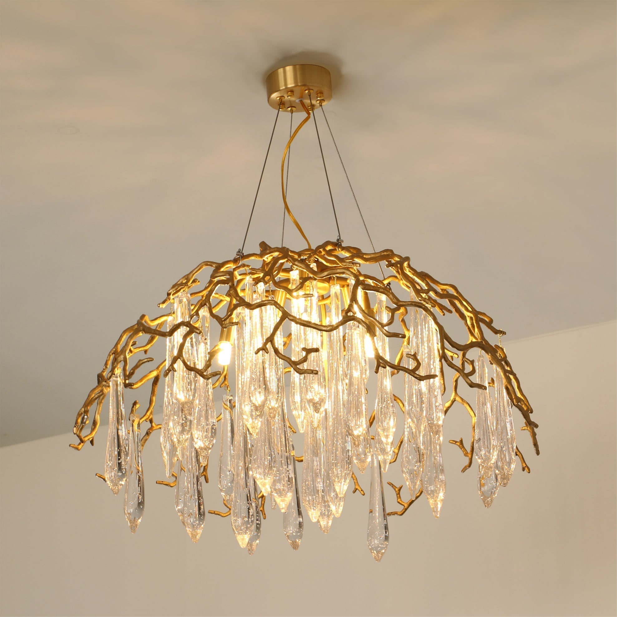 Aqua Dome Branch Brass Chandelier by Bling Lighting Studio