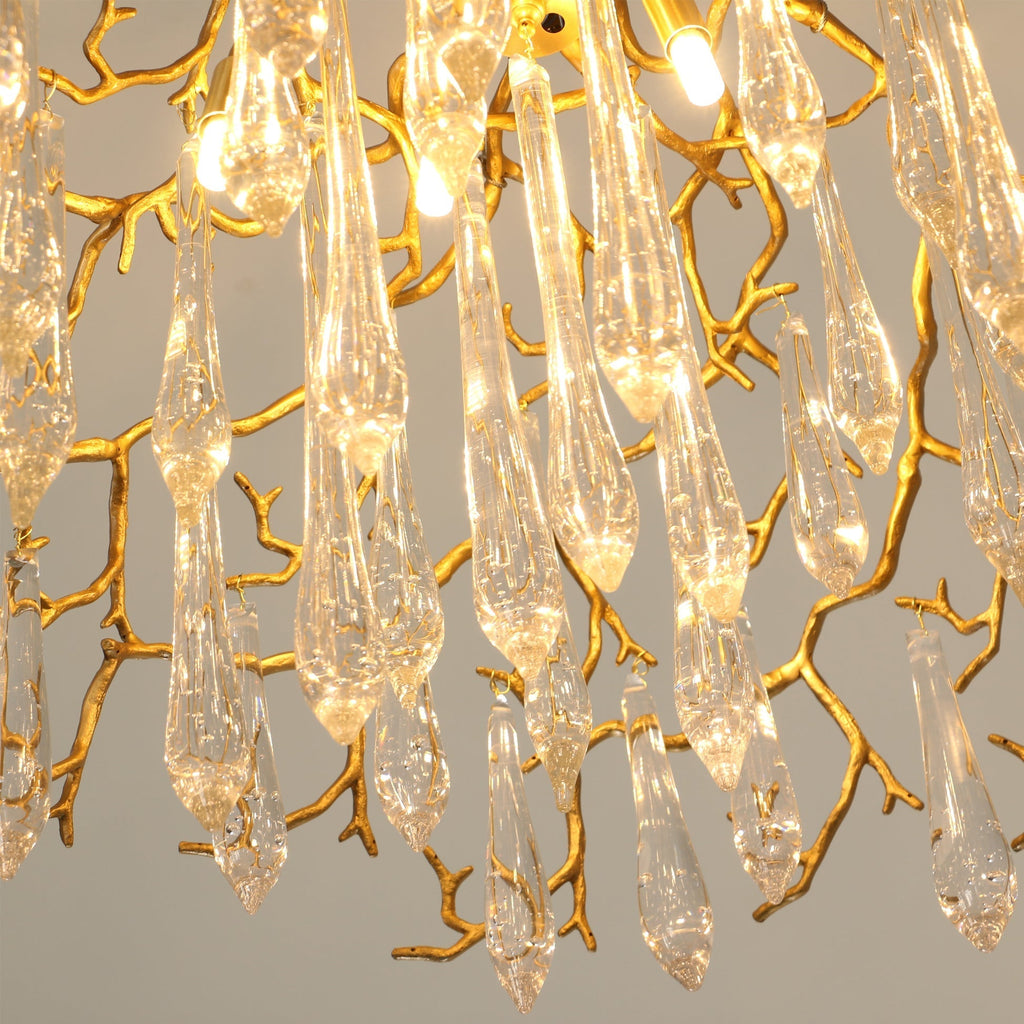 Aqua Dome Branch Brass Chandelier by Bling Lighting Studio