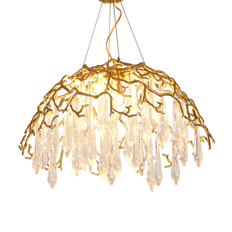 Aqua Dome Branch Brass Chandelier by Bling Lighting Studio