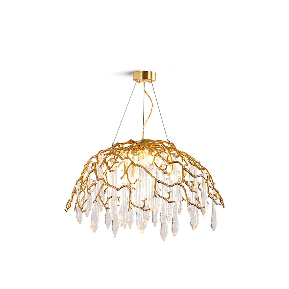 Aqua Dome Branch Brass Chandelier by Bling Lighting Studio