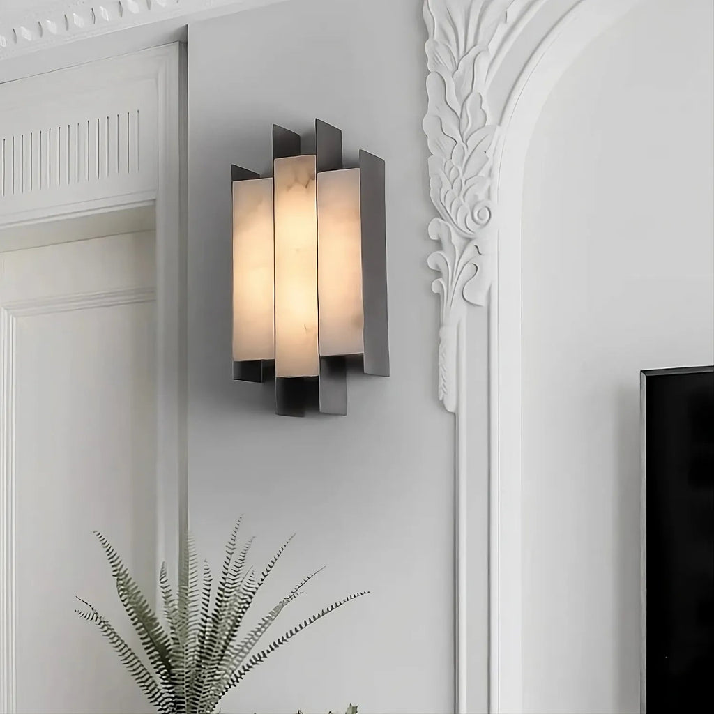 Arden Alabaster Wall Sconce material and finish detail