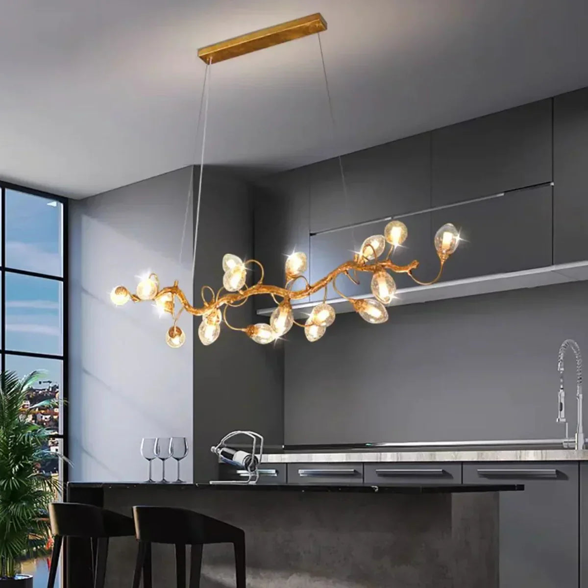 Art Clear Elegance Bubble Branch Linear Chandelier by Bling Lighting Studio