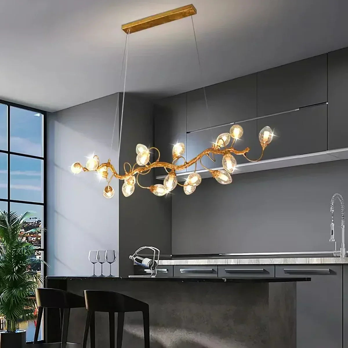 Art Clear Elegance Bubble Branch Linear Chandelier by Bling Lighting Studio