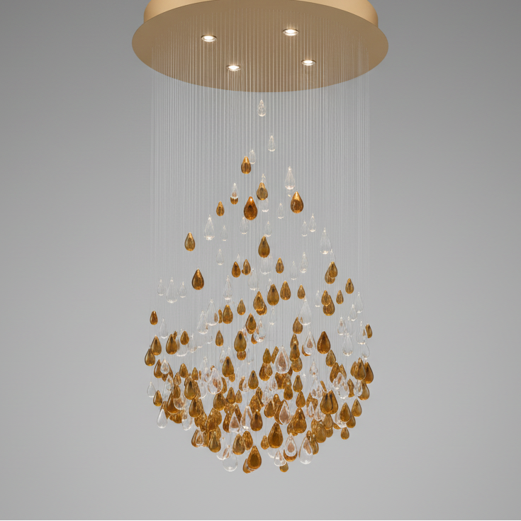 Art Glass Water Drop Chandelier by Bling Lighting Studio