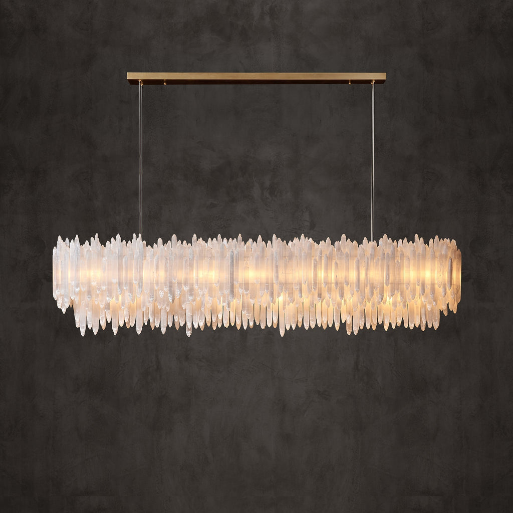 Art Selenite Rectangular Chandelier for Dining Rooms by Bling Lighting Studio