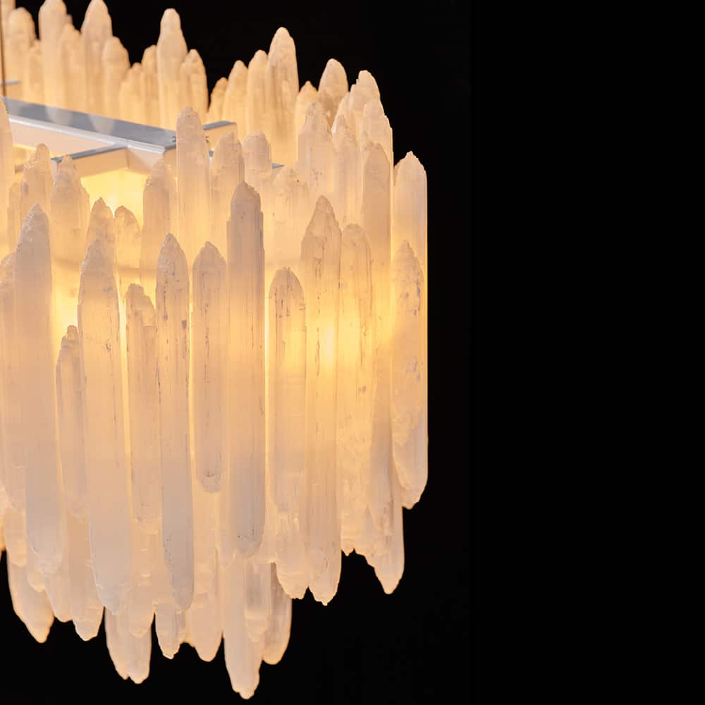 Art Selenite Rectangular Chandelier for Dining Rooms by Bling Lighting Studio