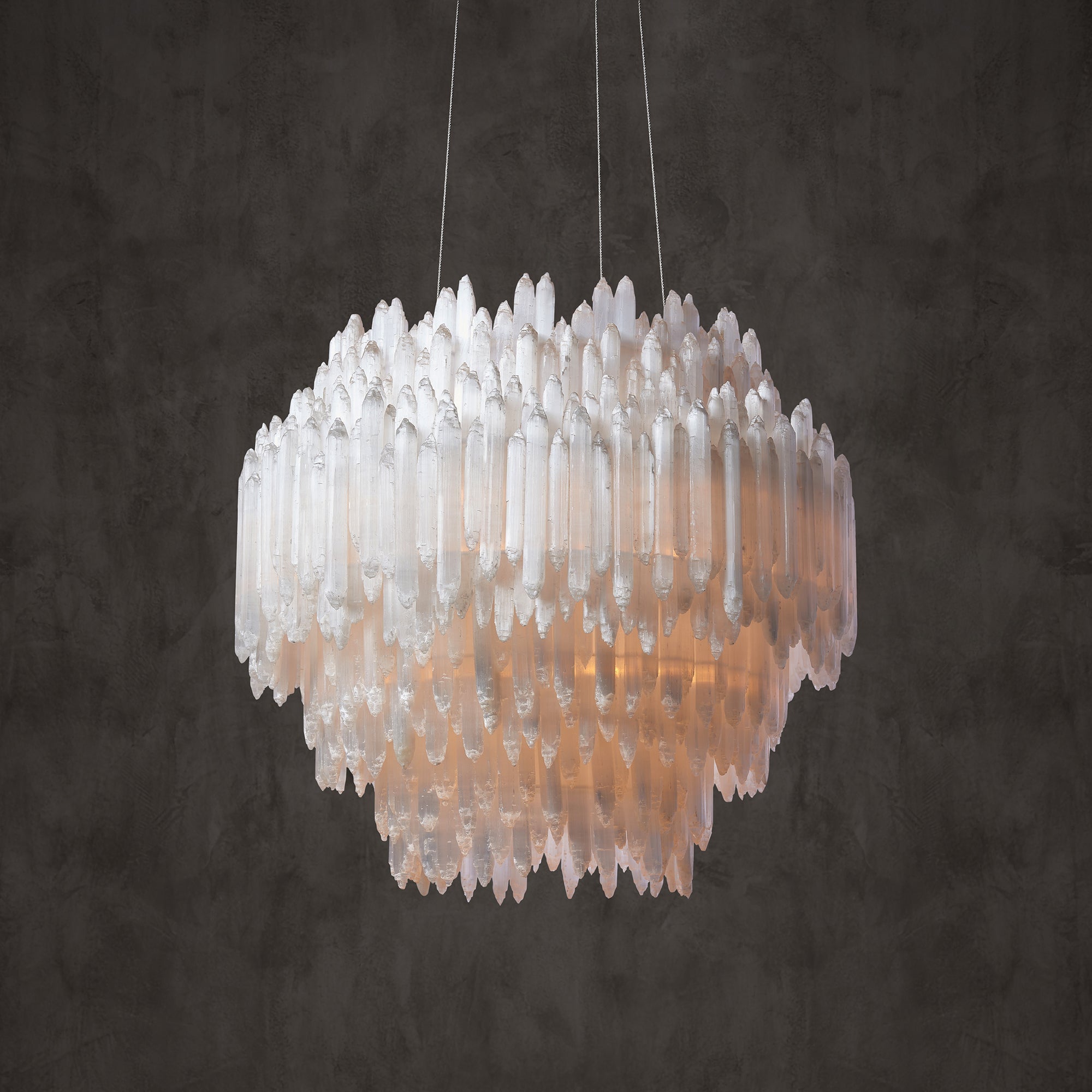 Art Selenite Round Chandelier for Dining Rooms by Bling Lighting Studio