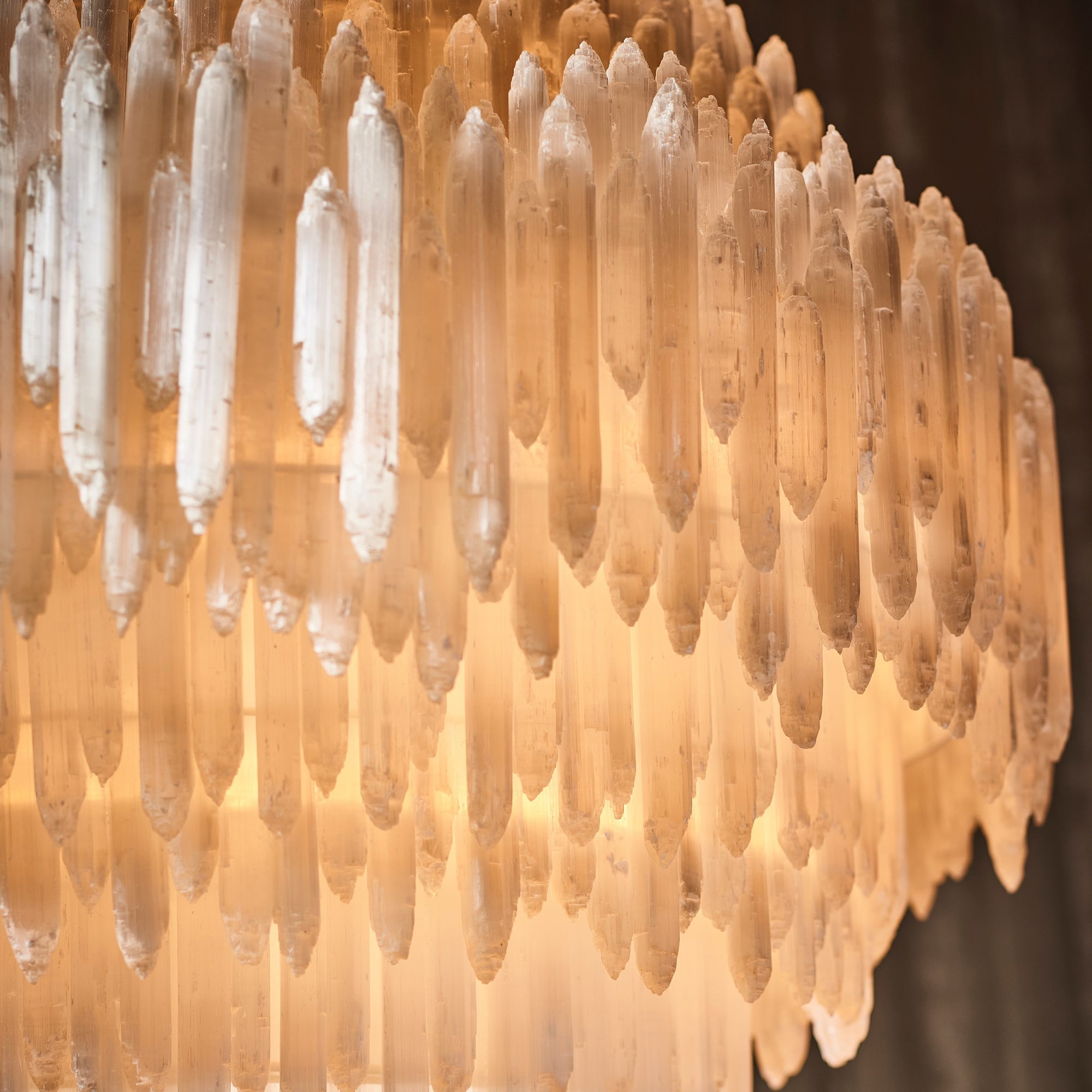 Art Selenite Round Chandelier for Dining Rooms by Bling Lighting Studio